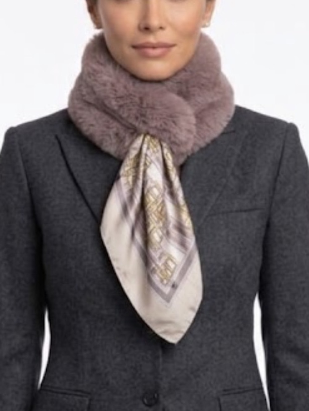 NWT Duchess faux fur and silk scarf style # JFK- 4003 great Christmas gi…